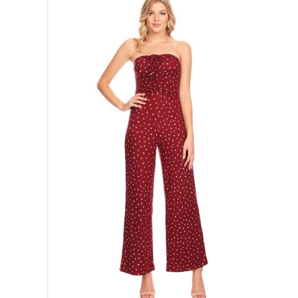Burgundy Strapless jumpsuit